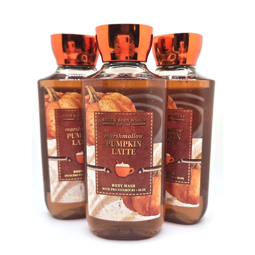 NEW Bath & Body Works Marshmallow Pumpkin Latte Body Wash 3pk
